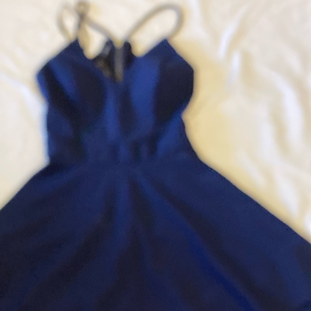 navy blue spaghetti strap open back with lace